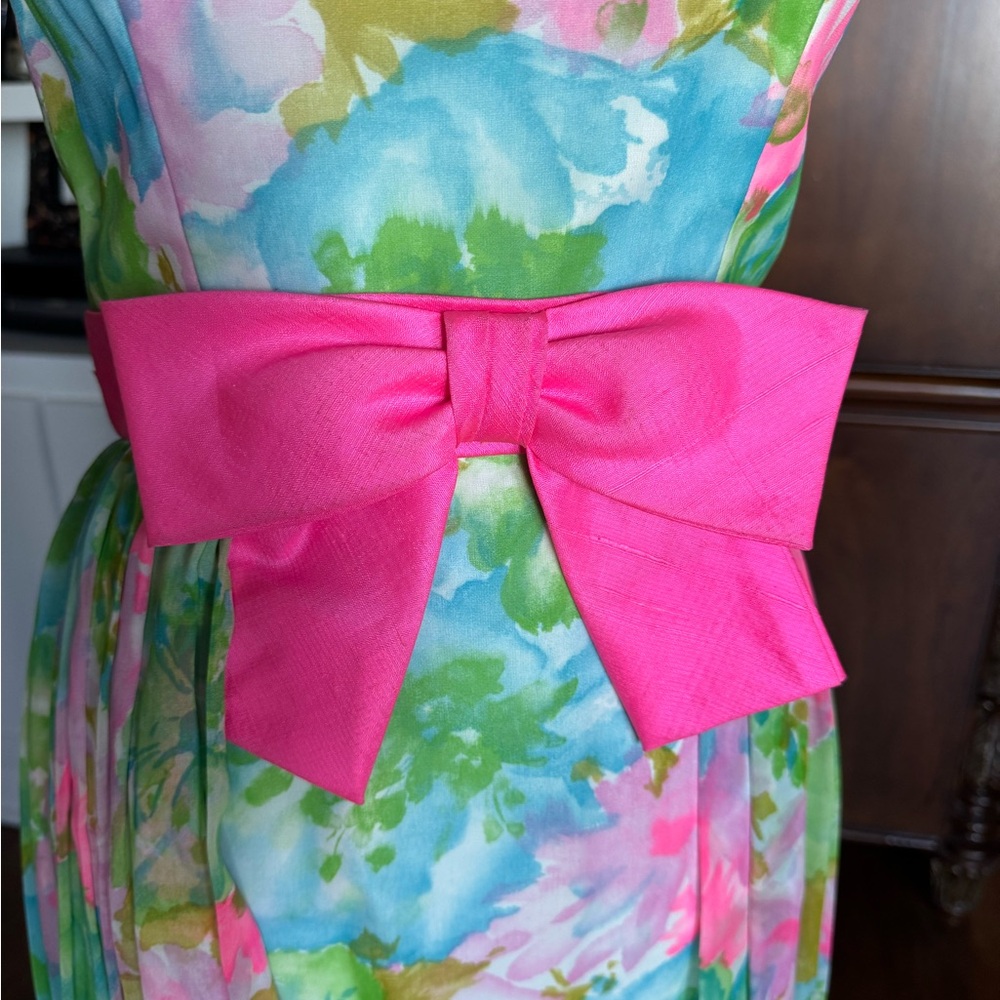 Vintage Guenter Richard Floral Watercolors Chiffon Gown - Picture 6 of 17